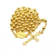 Qigo ouro ródio cobre rosário colar para mulher católica religioso longo jóias 2024 - compre barato