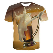2021 Summer New 3d Creative Beer Printing Oversized T-shirt Interesting Men's Round Neck Short-sleeved Fashion Casual Top 2024 - buy cheap