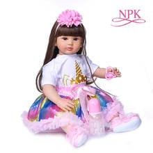 NPK 60 см Мягкая силиконовая ткань тело девочка кукла младенец Кукла Малыш Реалистичная кукла-реборн для малышей 2024 - купить недорого