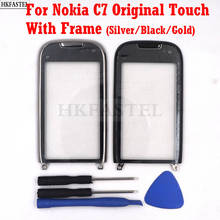 HKFASTEL Touch с рамкой для Nokia C7 C7-00, сенсорный экран, дигитайзер, стекло, внешняя передняя панель, замена без ЖК-дисплея 2024 - купить недорого