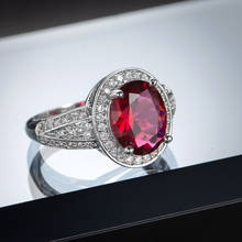 Nuevo Modelo de joyería de moda para mujer, anillos de forma elíptica de circón rojo/azul cielo, joyería de boda, anillo de compromiso para mujer 2020 2024 - compra barato