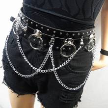 Cinturón ancho de cuero Punk para mujer, arnés gótico de Rock, cadena de Metal para Bondage, cinturón grande, accesorios de tirantes 2024 - compra barato