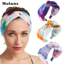 MOLANS Printed Gradient Cross-Knotted Headband Satin Hairband Women Girls Bohemian Head Hoops Washed Colored Hair Accessories 2024 - buy cheap