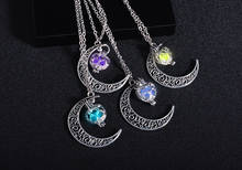 2019 Moon Glowing Necklace Gem Charm Jewelry Silver Plated Women Halloween Pendant Hollow Luminous Stone Pendant Necklace Gifts 2024 - buy cheap