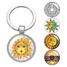 Sun&Moon Stars beauty glass cabochon keychain Bag Car key chain Ring Holder Charms silver color keychains Men Women Gifts 2024 - buy cheap