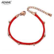 AENINE Trendy Double Layer Stainless Steel Red Rope Good Lucky Bracelets For Women Girls Ethnic Chinese Bracelet Jewelry AB19145 2024 - buy cheap