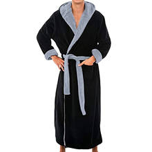 #A01 Men's Winter Lengthened Plush Shawl Bathrobe Home Clothes Long Sleeved Robe Coat Robe Coat Bath Robe Peignoir Homme Robe 2024 - buy cheap