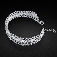 Novo feminino 925 prata esterlina pulseira chique padrão de folha design sólido prata aberta pulseira livre ajustável charme jóias 2024 - compre barato