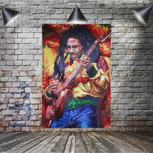 Певец красочный баннер музыка рок-группа раста регги, Ямайка украшение дома висящий флаг 4 втулки 3 * 5фт 144 см * 96 см 2024 - купить недорого