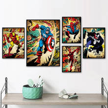Cuadro de dibujos animados de Superhéroes para decoración del hogar, póster artístico de pared de los Vengadores de Marvel, Disney, para dormitorio 2024 - compra barato