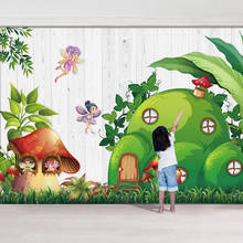 Custom 3D Wallpaper Mushroom House Fairy Leaves Cartoon Mural Children's Room Kindergarten Baby Room Background Photo Wall Paper 2024 - buy cheap