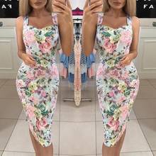 2020 Fashion Women Sexy Deep V-Neck Knee-Length Dress Printed Sling Slim Sexy Casual Elegant Sheath Slim Dress  S-XXL 2024 - buy cheap