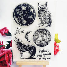 Hot 11*16cm moon Wolf Transparent Clear Stamps / Silicone Seals Roller Stamp for DIY scrapbooking photo album/Card Making 2024 - buy cheap