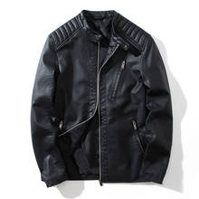 Jaqueta de couro fino cor sólida casaco de pele dos homens da motocicleta plutônio casual magro ajuste outwear masculino preto roupas plus size M-5XL, ga541 2024 - compre barato