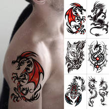Waterproof Temporary Tattoo Sticker Dragon Fire Flash Tattoos Wolf Scorpion Body Art Arm Water Transfer Fake Tatoo Women Men 2024 - buy cheap