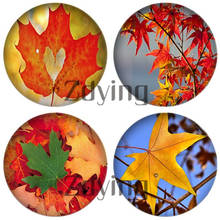 Zdying 5pcs/lot Round Glass Cabochons Maple Leaves Pattern Glass Dome demo flat back Jewelry Findings Making Beads Accessories 2024 - buy cheap