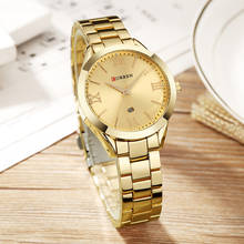 CURREN новые модные простые женские золотые часы водонепроницаемые из нержавеющей стали деловые повседневные кварцевые часы с календарем Relogio Feminino 2024 - купить недорого