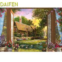 Full Round Diamond painting Window chimney 5D DIY Diamond embroidery Cross stitch Full Square Diamond mosaic Country house field 2024 - buy cheap