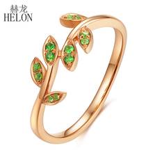 HELON Real 14K Rose Gold Certified Round 100% Genuine Natural Emerald Gemstone Engagement Wedding Ring Women Trendy Jewelry Gift 2024 - buy cheap