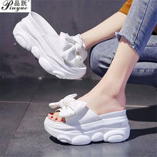 Women Slippers Summer Platform Wedges Mid Heels Bow Tie Peep Toe Fashion Slides Beach Outdoor Ladies Shoes Zapatos De Mujer 2024 - buy cheap