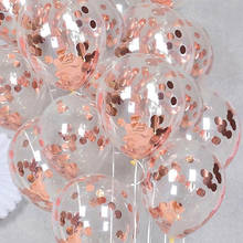 Globos transparentes de confeti de oro rosa, película de aluminio redonda con forma de estrella y corazón, decoración de látex para fiestas de cumpleaños y bodas, 10 unidades 2024 - compra barato