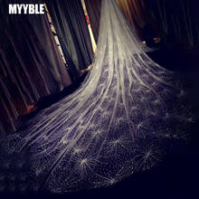 MYYBLE 2020 Sparkly Bling Bling Bridal Veil Cathedral Train 3 METERS Luxury Shiny Wedding Party Bridal Veil White Champagne 2024 - buy cheap