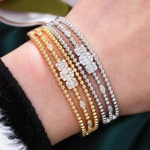 Godki-conjunto de joias femininas luxuosas com 3 linhas de pulseira, conjunto de joias com pulseiras e braceletes de zircônia cúbica, estilo dubai, moda de casamento 2024 - compre barato