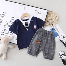 Summer Baby Boy Cotton school Clothes Kids Preppy style T Shirt Shorts 2Pcs/sets Infant Children Fashion Toddler Tracksuits set 2024 - buy cheap