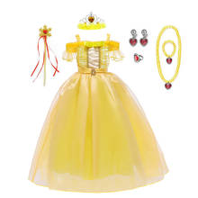 Vestido de princesa de lujo para niñas, disfraces de Bella, flores sin hombros, vestido de baile de lujo, vestido de fiesta para niños de 2 a 10T 2024 - compra barato