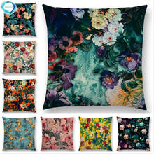 Funda de almohada de lino y algodón con estampado de hojas y flores, cubierta de cojín para sofá, Jardín Botánico, bosque Vintage 2024 - compra barato