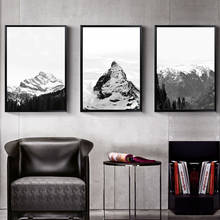 Pintura en lienzo de paisaje Natural para decoración de sala de estar, póster de montaña, imagen de paisaje Natural, color blanco y negro 2024 - compra barato