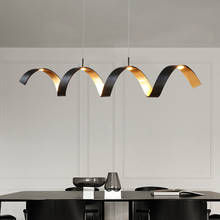 Современная спиральная светодиодная люстра, алюминиевые лампы черного цвета для гостиной, столовой, подвесные светильники 2024 - купить недорого