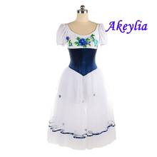 Girls Blue white ballet costume Dance professional Giselle Ballet dress romantic tutu Long Performance Costumes for women JNBL65 2024 - buy cheap