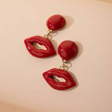 Gslim brincos de metal, forma de lábio geométrico, temperamento simples para mulheres, brinco de gota, jóias de festa 2024 - compre barato