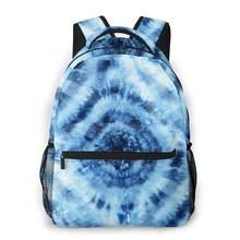 Women Backpack School Bag for Teenage Girls Tie Dye Indigo Nodular Batik Female Laptop Notebook Bagpack Travel Back Pack 2022 2024 - buy cheap