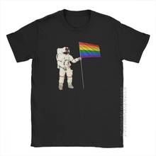 Moon Landing Pride Gay Vintage T Shirts For Men Astronaut Lesbian LGBT Male Tshirt Oversize Basic Tees Cotton O Neck T-Shirt 2024 - buy cheap