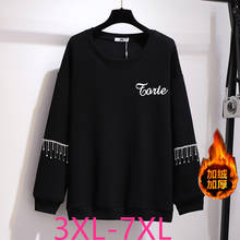 New Autumn Winter Plus Size Women Clothing Large Pullover Long Sleeve Loose Black Velvet Thick Sweatshirt Coat 4XL 5XL 6XL 7XL 2024 - buy cheap