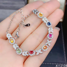KJJEAXCMY fine jewelry 925 sterling silver inlaid natural color sapphire women vintage popular plant gem hand bracelet support d 2024 - buy cheap