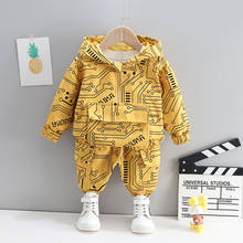 Baby boy clothes 0-5 years old spring and autumn children's casual suit boy printing hooded sweater trousers baby two-piece suit 2024 - buy cheap