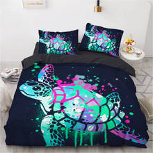 3D Bed Linen Comforter Quilt Cover Bedding Set Single King Queen Double Single Size Cartoon Sea Turtle Design Home Textile 2024 - buy cheap