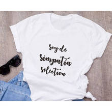 Camiseta con estampado de letras para mujer, top de algodón de moda española, camiseta con estampado de letras, top de verano 2024 - compra barato
