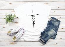 Jesus Christian Vertical Cross Religious t-Shirt Streetwear Cotton  Funny Letter print Graphic O neck top Ladies Drop shipping 2024 - buy cheap