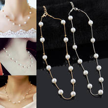 Simulated Pearl Necklace Simple Lady Round Beads Necklaces Charm Fashion Women Short Clavicle Chain Party Jewelry Gift 2024 - buy cheap