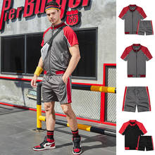 Mens Sports Suit Short Sleeve Casual Quick-dry Breathable Male 2 Piece Set Shirt+ Shorts Running Suit Sportswear 2022 Summer New 2024 - buy cheap