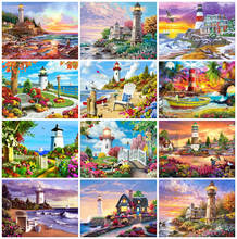 EverShine Diamond Painting House Cross Stitch New Arrivals Diamodn Embroidery Lighthouse Cross Stitch Rhinestones Art Home Decor 2024 - buy cheap