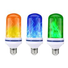 Bombilla E27 de 99LED con efecto de llama, 85-265V, luz de maíz, parpadeante, emulación de fuego, Lámpara decorativa, color amarillo/azul/verde 2024 - compra barato