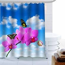 Phalaenopsis Pink Flower Shower Curtain Decor Waterproof Polyester Fabric Bath Curtain 180X180cm Eco-friendly Bathroom Curtain 2024 - buy cheap