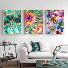 Modern Abstract Blue Pink Floral Canvas Painting Gallery Wall Art Poster Print Picture Living Room Home Decor 2024 - buy cheap