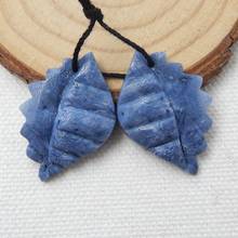 Pendientes de piedras preciosas de concha tallada de Coral azul para mujer, piedra Natural de nuevo diseño, 28x19x4mm, 4,3g 2024 - compra barato