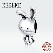 Jewelry wholesale 100% sterling silver 925 charm cute rabbit fit Pandora bracelet beads for women jewelry pendant gift making 2024 - buy cheap